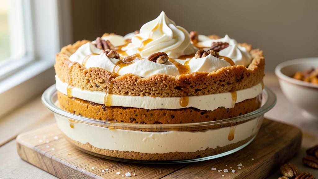 3 Layer Pumpkin Pie Dessert Recipe: Spiced Filling, Creamy Cheesecake Core, and Crunchy Pecan Topping