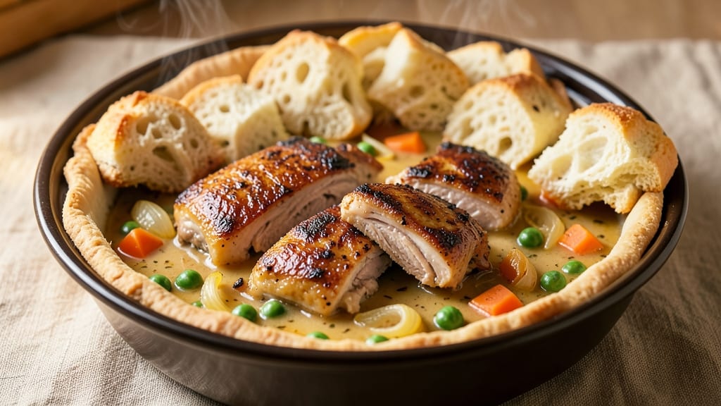 Slow Cooker Chicken Pot Pie Recipe with Biscuits: Juicy Chicken and Flaky Top in One Dish