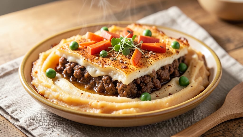 Shepherd's Pie Recipe With Sweet Potato Mash: Savory Meat Filling Baked Under Velvety Topping