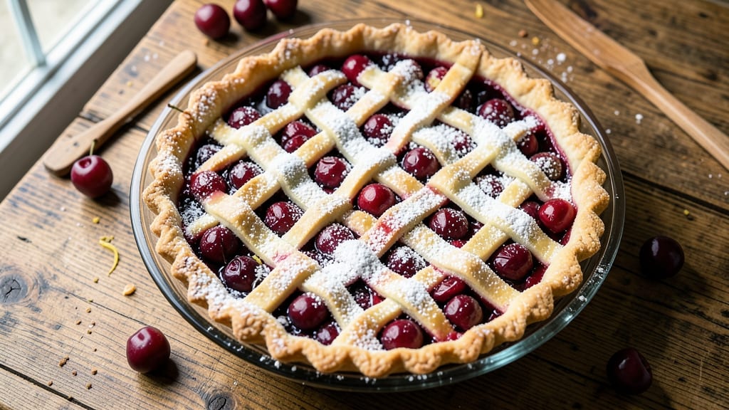 10-Inch Cherry Pie Recipe: Homestyle Lattice Crust With Juicy Fruit Filling