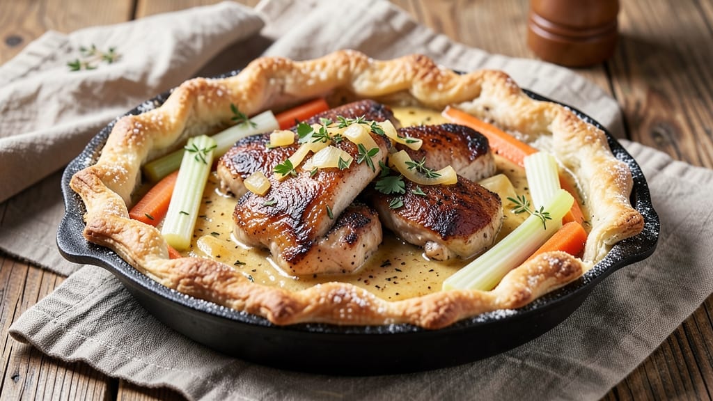 Pub Style Chicken Pot Pie Recipe: Crispy Top, Hearty Gravy, One-Pan Magic
