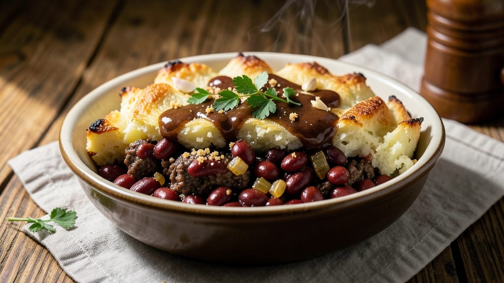 Shepherd's Pie Recipe with Baked Beans: Hearty Meat and Bean Mash Topped With Crispy Potato Crust
