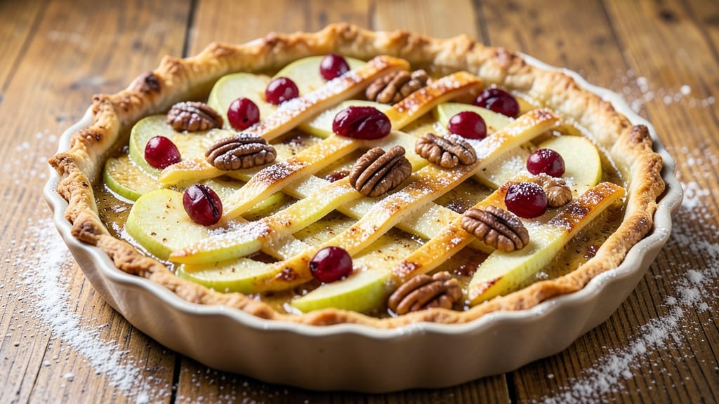 Apple Cranberry Walnut Pie Recipe: Spiced Filling With Crunchy Nut Topping