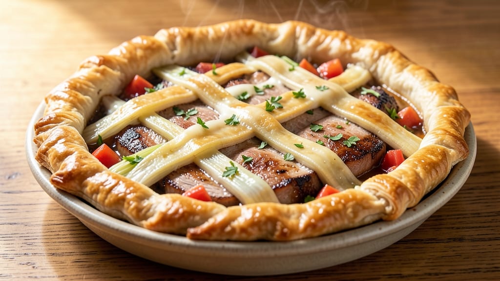 Pork and Leek Pie Recipe: Flaky Crust Locks in Savory Filling